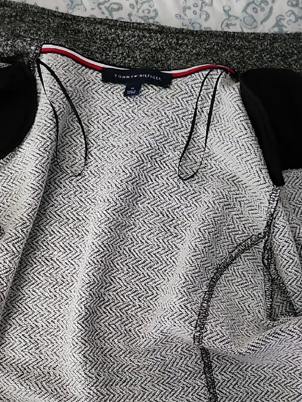 Tommy Hilfiger Women's Black & White Military-Style Knit Jacket - Picture 3 of 7